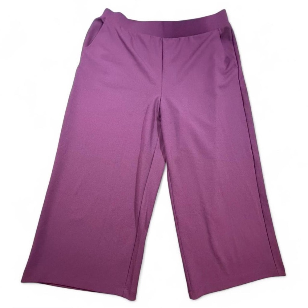 LOFT Petite XL Plum Pull On Ankle Pants Stretch Work Career - Picture 2 of 5
